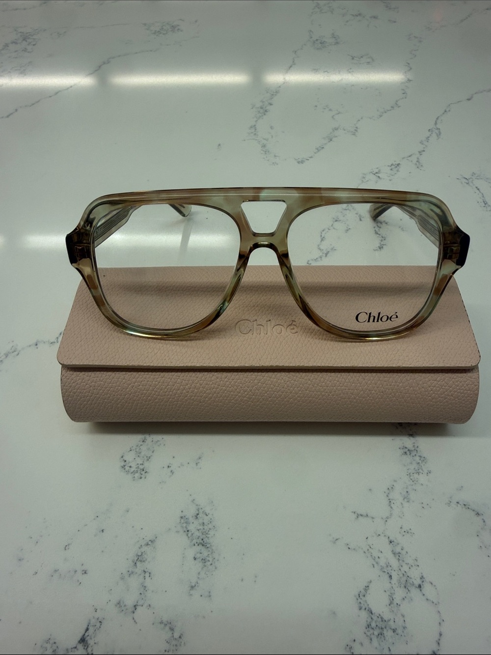 Chloé Transparent Brown Tone Oversized Women's Glasses